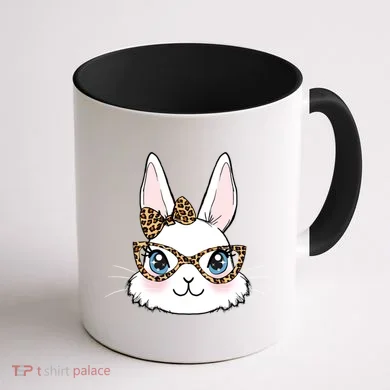Easter Bunny Rabbit With Leopard Glasses Gift Coffee Mug back