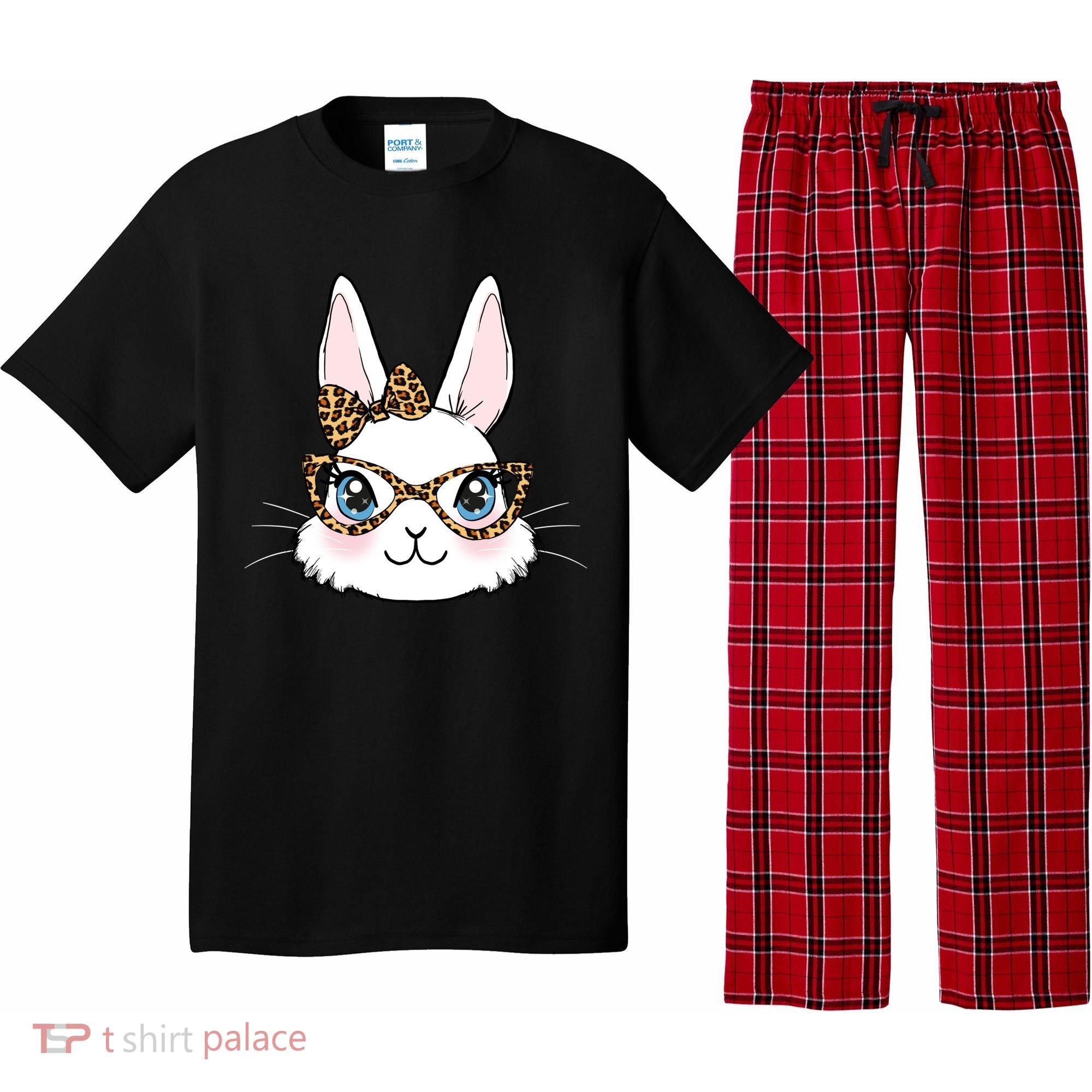 Easter Bunny Rabbit With Leopard Glasses Gift Pajama Set