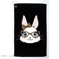 Easter Bunny Rabbit With Leopard Glasses Gift Golf Towel thumb 0