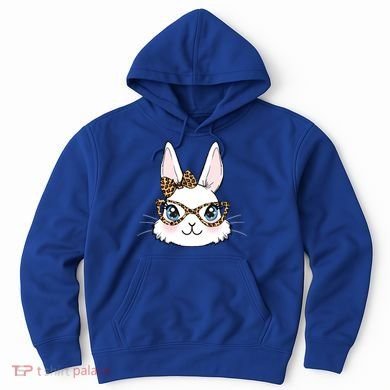 Easter Bunny Rabbit With Leopard Glasses Gift Hoodie