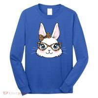 Easter Bunny Rabbit With Leopard Glasses Gift Long Sleeve Shirt thumb 0