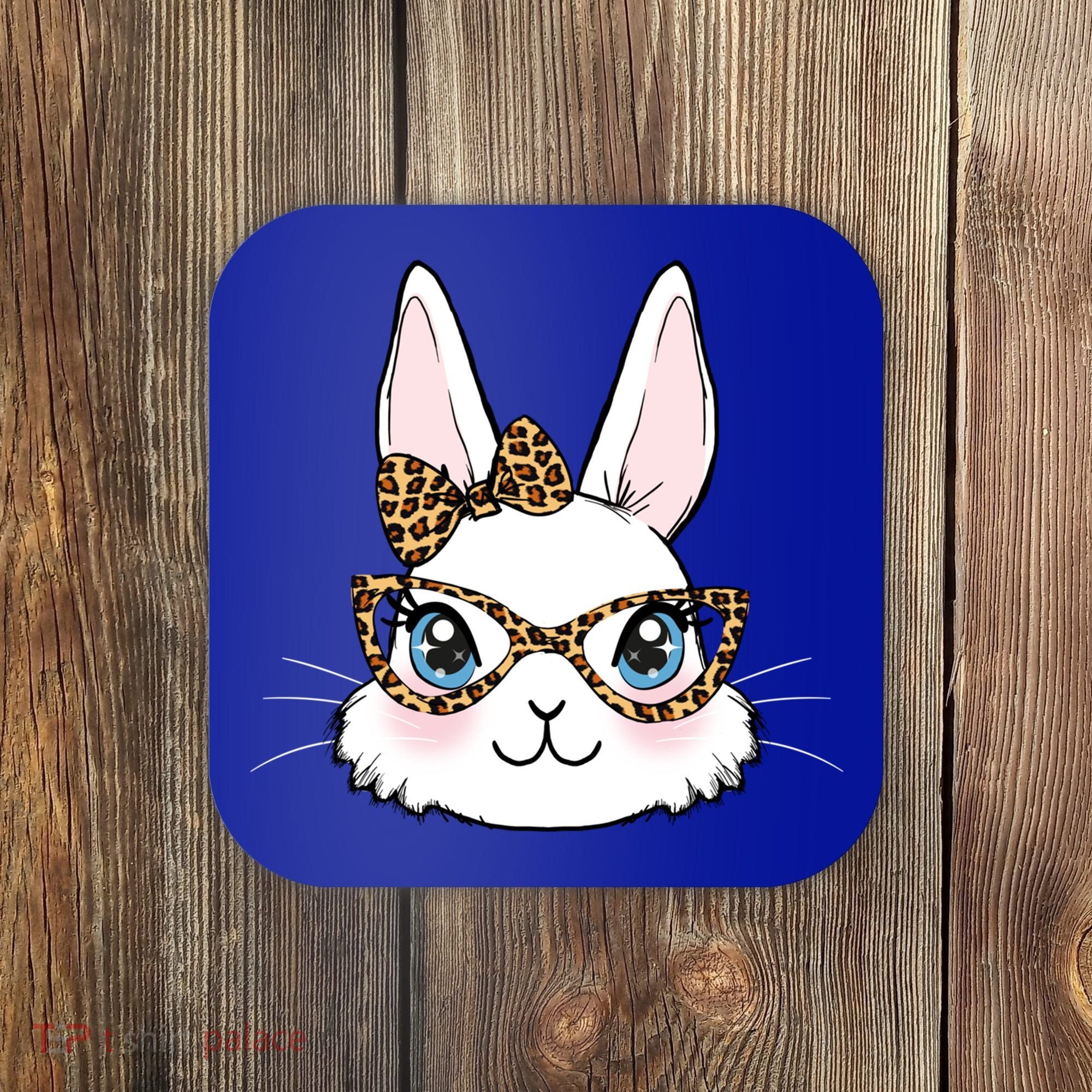 Easter Bunny Rabbit With Leopard Glasses Gift Coaster