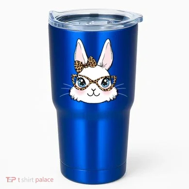 Easter Bunny Rabbit With Leopard Glasses Gift Tumbler