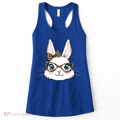 Easter Bunny Rabbit With Leopard Glasses Gift Women's Tank Top