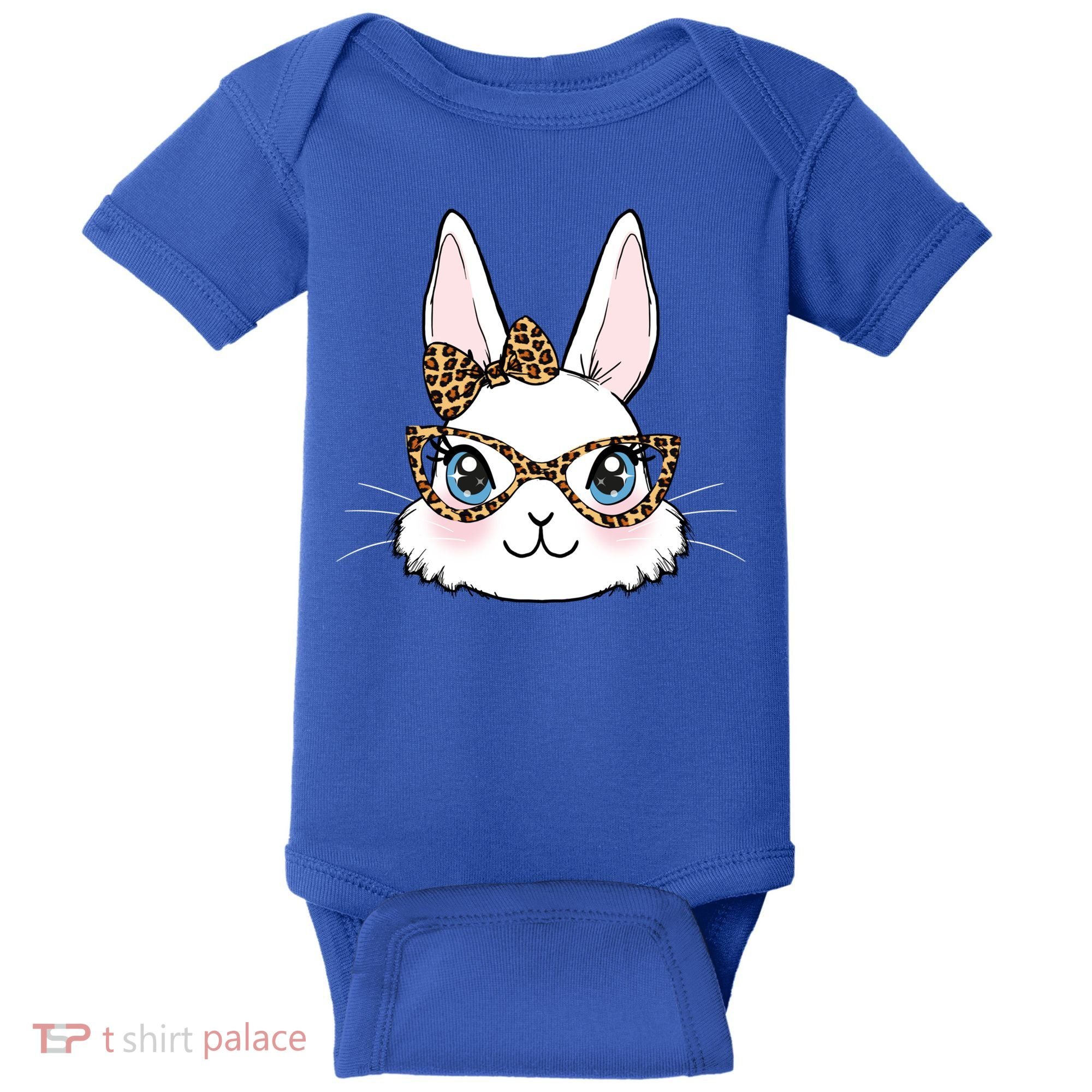 Easter Bunny Rabbit With Leopard Glasses Gift Baby Bodysuit