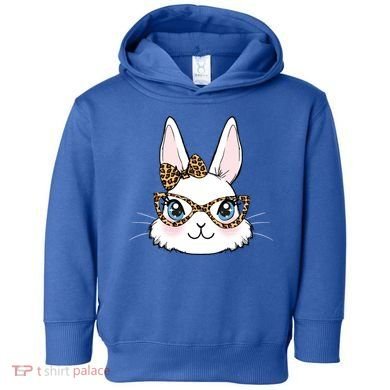 Easter Bunny Rabbit With Leopard Glasses Gift Toddler Hoodie