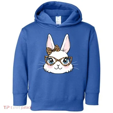 Easter Bunny Rabbit With Leopard Glasses Gift Toddler Hoodie