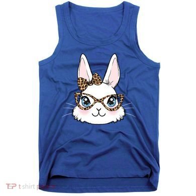 Easter Bunny Rabbit With Leopard Glasses Gift Tank Top