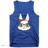 Easter Bunny Rabbit With Leopard Glasses Gift Tank Top thumb 0