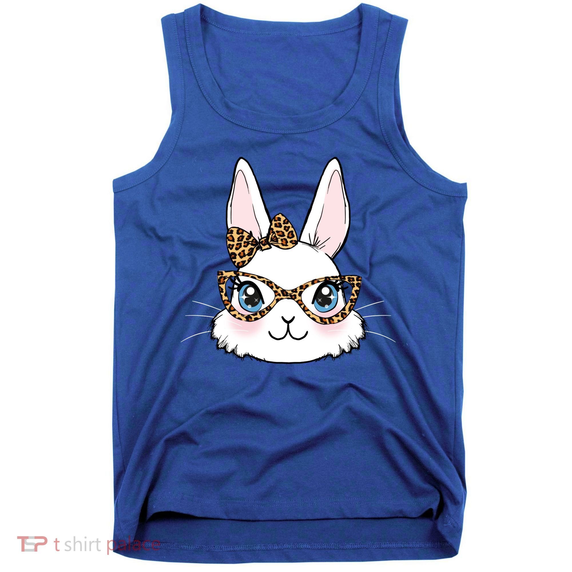 Easter Bunny Rabbit With Leopard Glasses Gift Tank Top