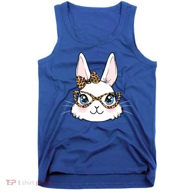 Easter Bunny Rabbit With Leopard Glasses Gift Tank Top