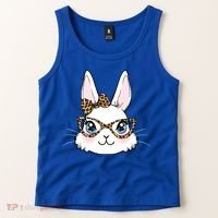 Easter Bunny Rabbit With Leopard Glasses Gift Tank Top thumb 2