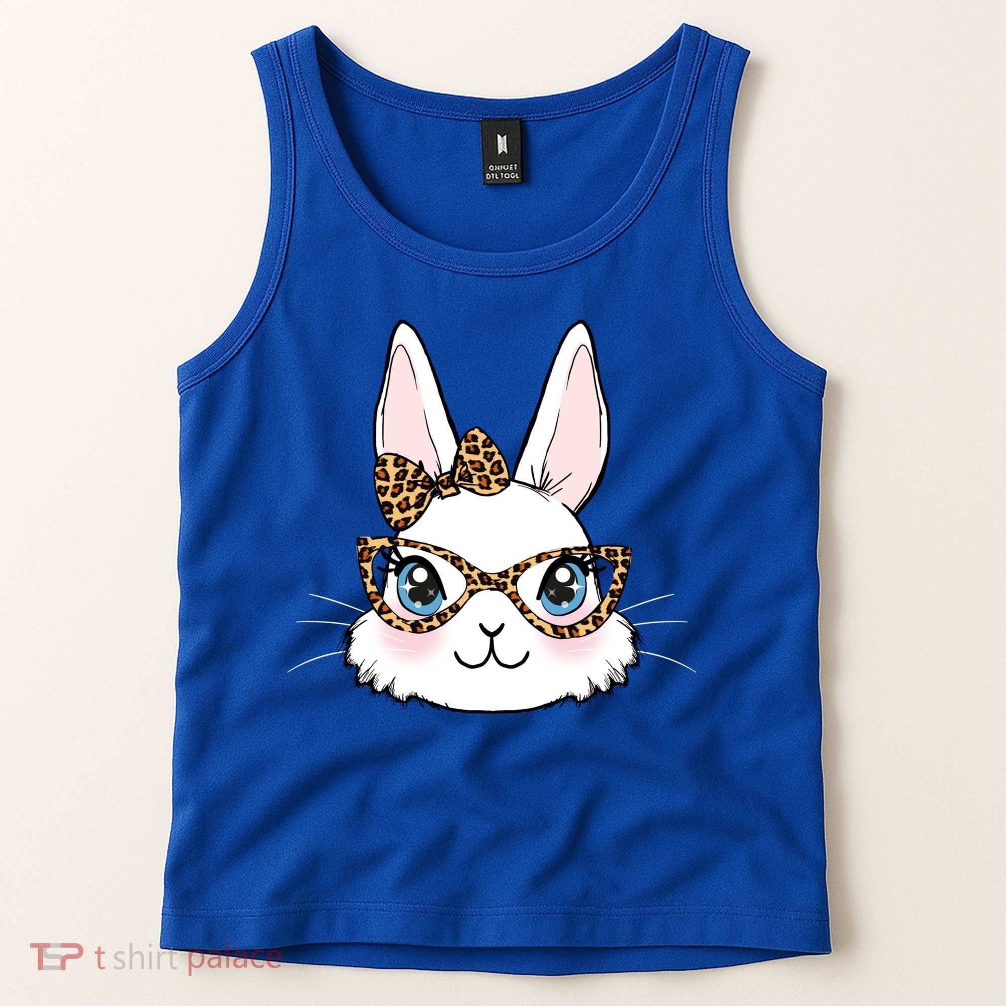 Easter Bunny Rabbit With Leopard Glasses Gift Tank Top