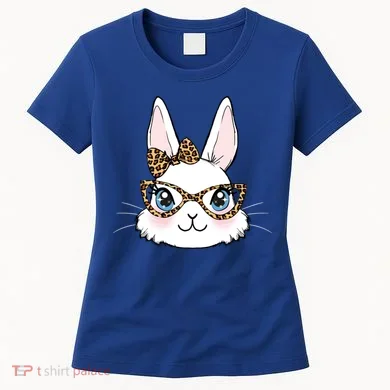 Easter Bunny Rabbit With Leopard Glasses Gift Women's T-Shirt