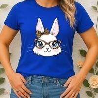Easter Bunny Rabbit With Leopard Glasses Gift Women's T-Shirt thumb 2