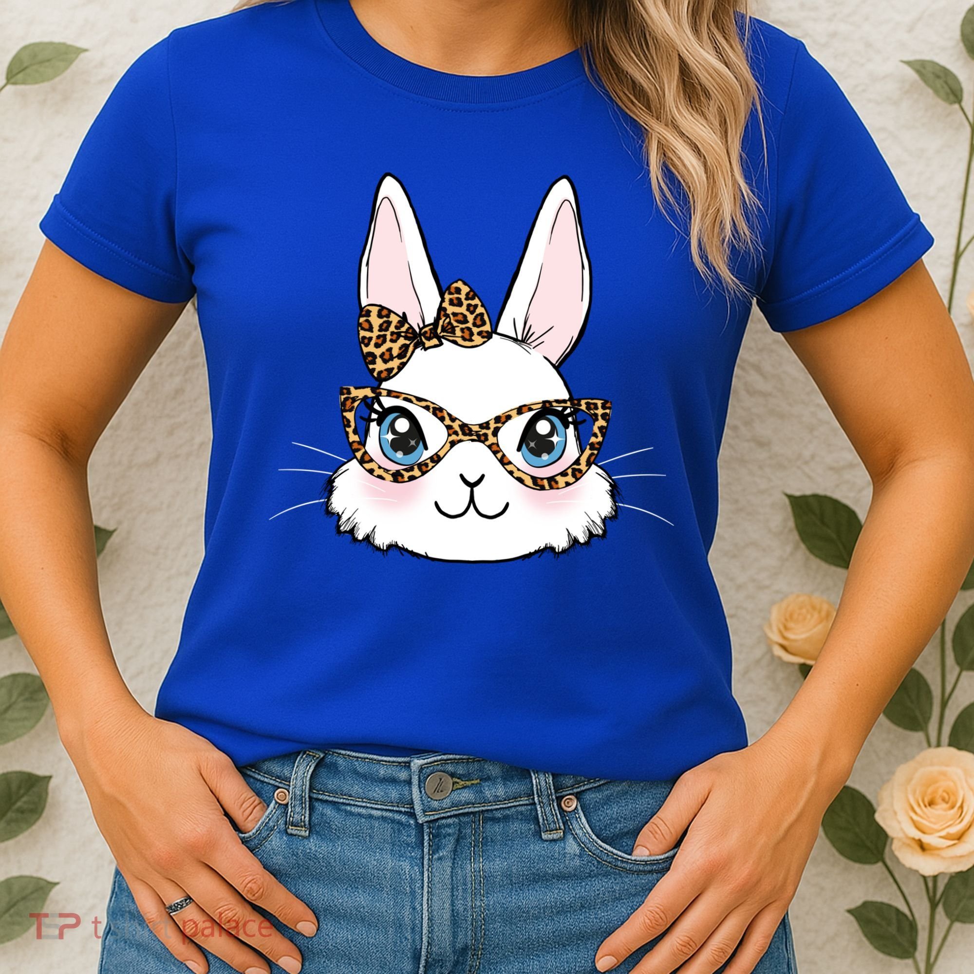 Easter Bunny Rabbit With Leopard Glasses Gift Women's T-Shirt