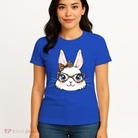 Easter Bunny Rabbit With Leopard Glasses Gift Women's T-Shirt thumb 4