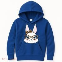 Easter Bunny Rabbit With Leopard Glasses Gift Kids Hoodie thumb 0