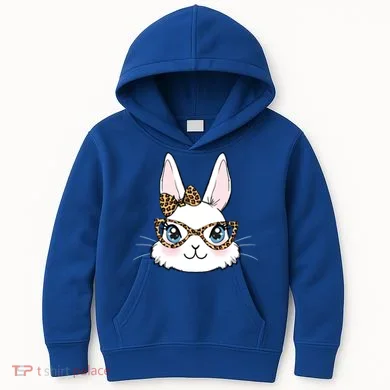 Easter Bunny Rabbit With Leopard Glasses Gift Kids Hoodie