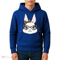 Easter Bunny Rabbit With Leopard Glasses Gift Kids Hoodie thumb 4