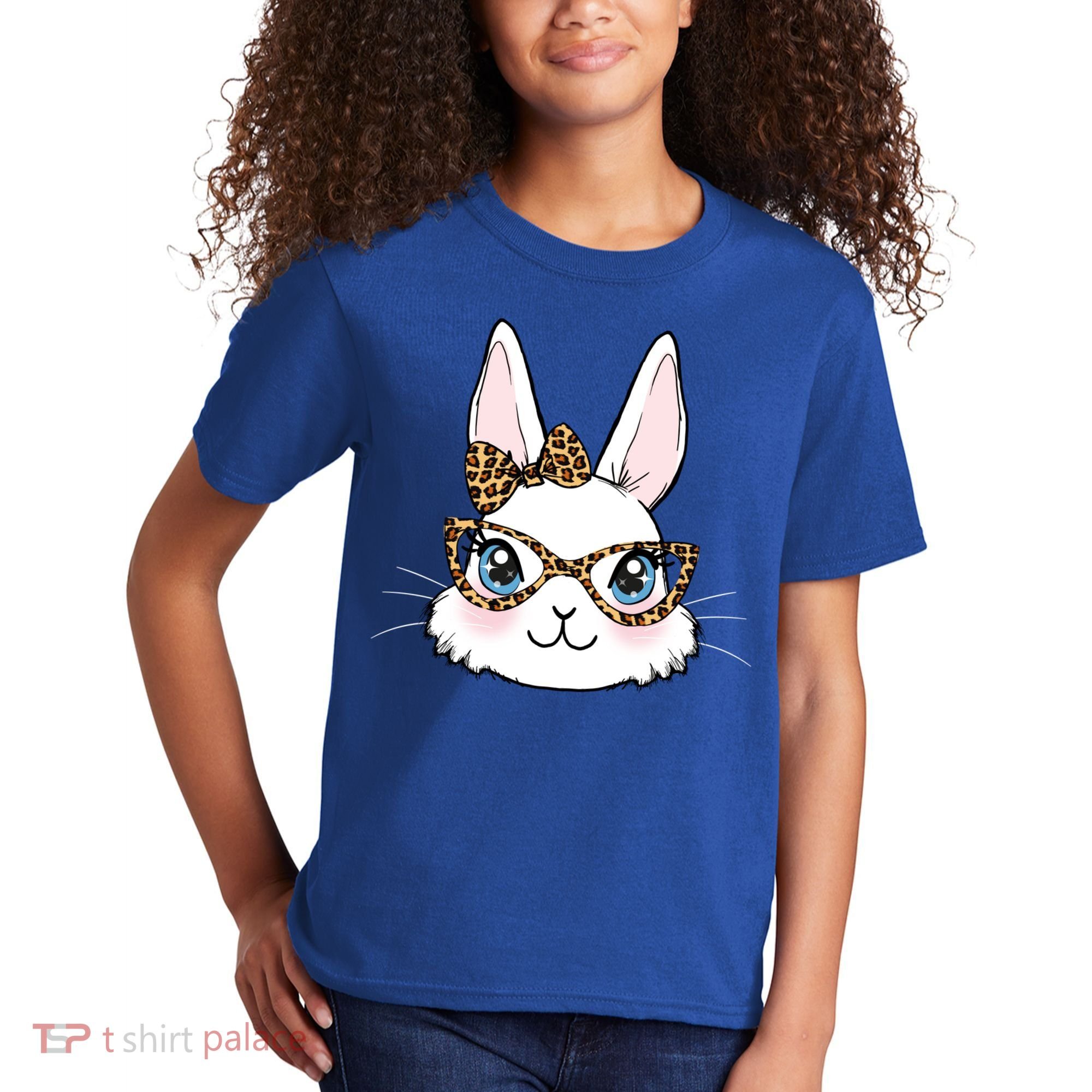 Easter Bunny Rabbit With Leopard Glasses Gift Kids T-Shirt