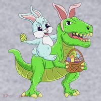 Easter Bunny Riding Dinosaur T Rex Easter Women's Sweatshirt thumb 2
