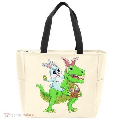 Easter Bunny Riding Dinosaur T Rex Easter Bag