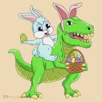 Easter Bunny Riding Dinosaur T Rex Easter Bag thumb 4