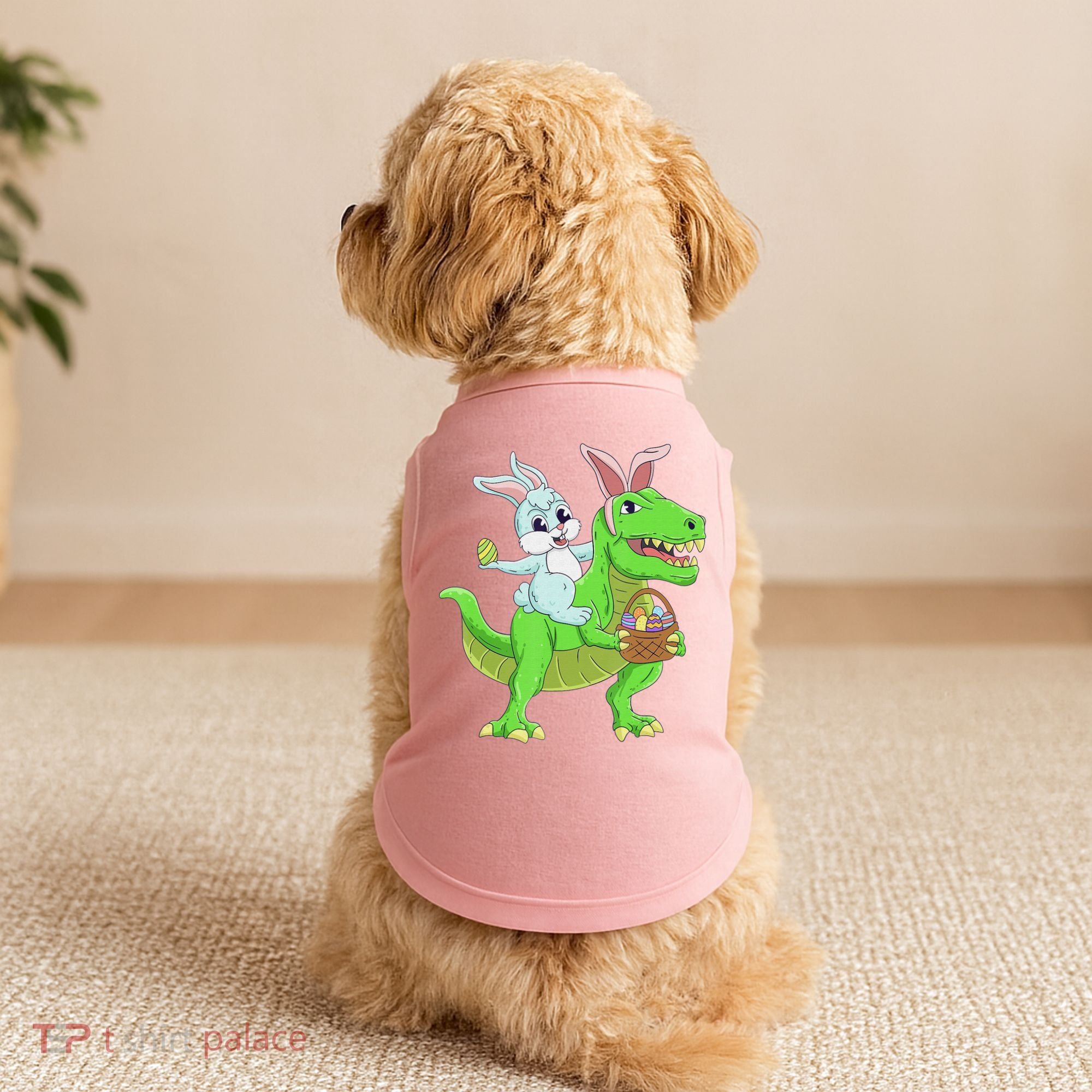 Easter Bunny Riding Dinosaur T Rex Easter Doggie Tank