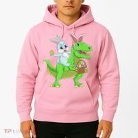 Easter Bunny Riding Dinosaur T Rex Easter Hoodie thumb 2