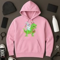 Easter Bunny Riding Dinosaur T Rex Easter Hoodie thumb 3