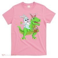 Easter Bunny Riding Dinosaur T Rex Easter T-Shirt thumb 0