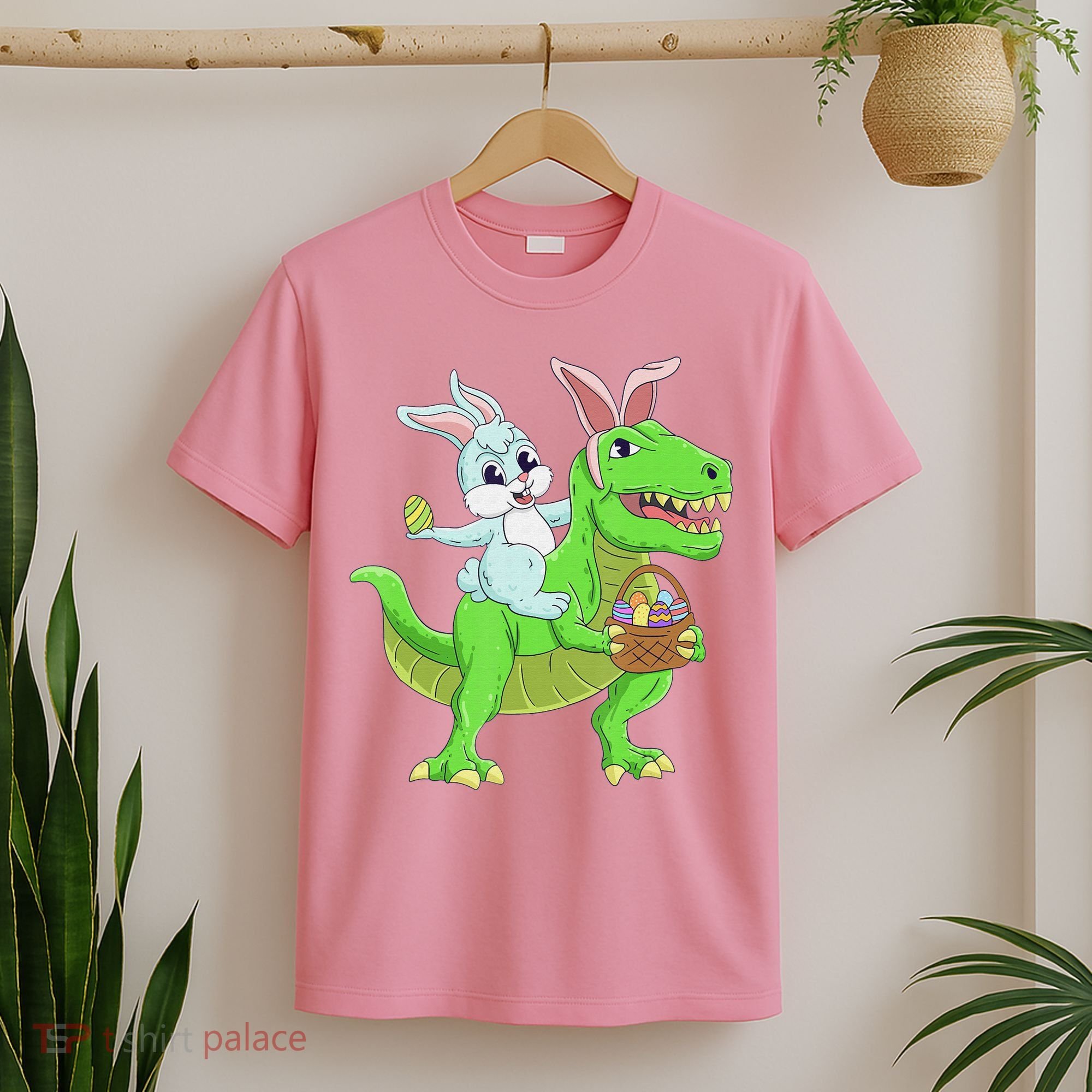 Easter Bunny Riding Dinosaur T Rex Easter T-Shirt