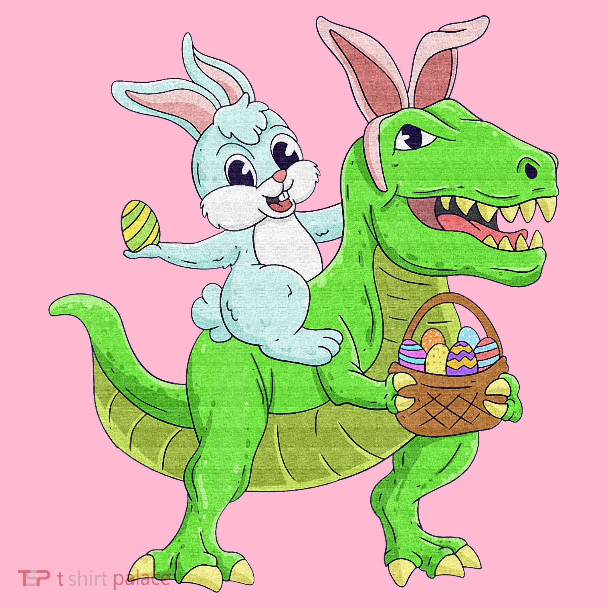 Easter Bunny Riding Dinosaur T Rex Easter T-Shirt