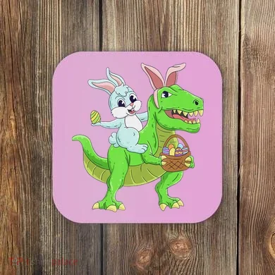 Easter Bunny Riding Dinosaur T Rex Easter Coaster