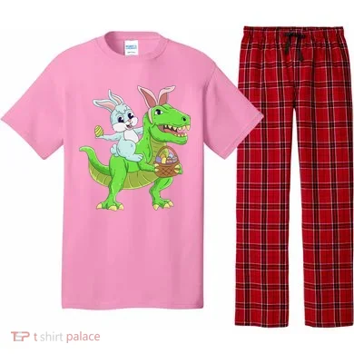 Easter Bunny Riding Dinosaur T Rex Easter Pajama Set