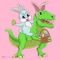 Easter Bunny Riding Dinosaur T Rex Easter Mousepad thumb 1