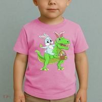 Easter Bunny Riding Dinosaur T Rex Easter Toddler T-Shirt thumb 2