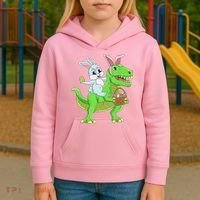 Easter Bunny Riding Dinosaur T Rex Easter Kids Hoodie thumb 3
