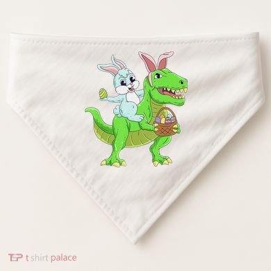 Easter Bunny Riding Dinosaur T Rex Easter USA-Made Doggie Bandana