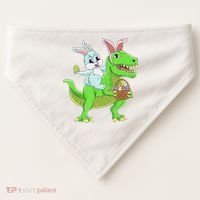 Easter Bunny Riding Dinosaur T Rex Easter USA-Made Doggie Bandana thumb 0