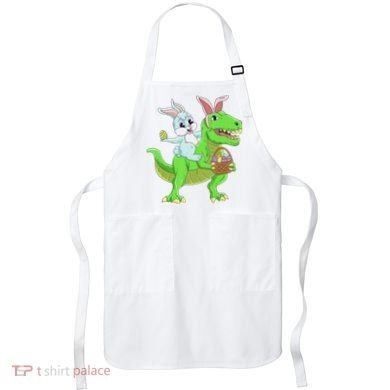 Easter Bunny Riding Dinosaur T Rex Easter Apron