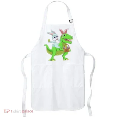 Easter Bunny Riding Dinosaur T Rex Easter Apron