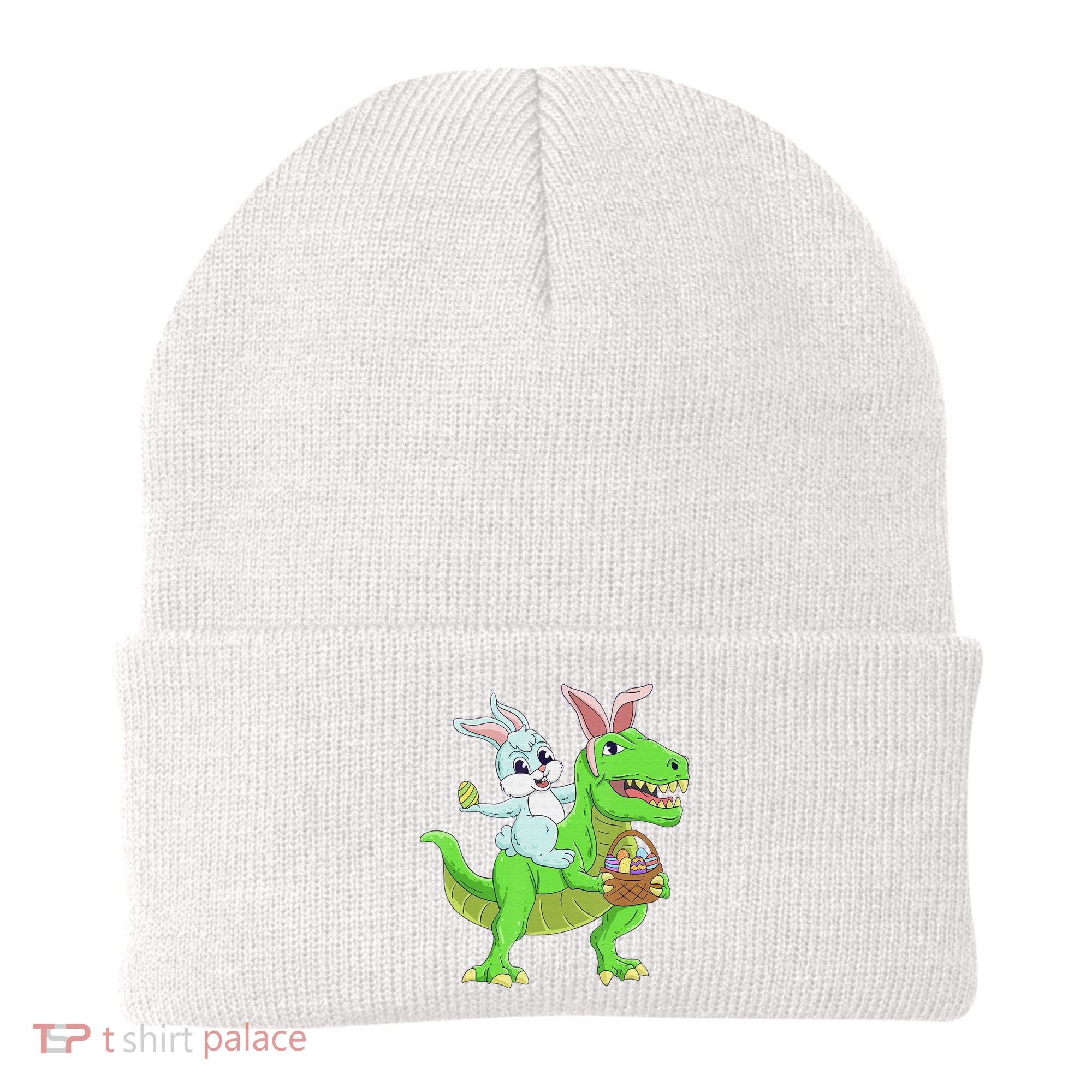 Easter Bunny Riding Dinosaur T Rex Easter Beanie