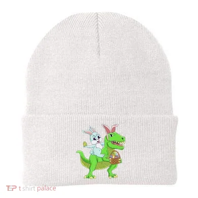 Easter Bunny Riding Dinosaur T Rex Easter Beanie