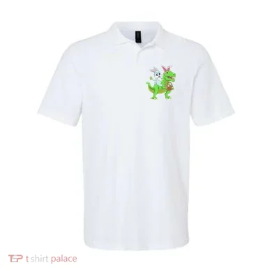 Easter Bunny Riding Dinosaur T Rex Easter Polo