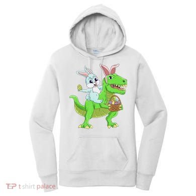 Easter Bunny Riding Dinosaur T Rex Easter Women's Hoodie