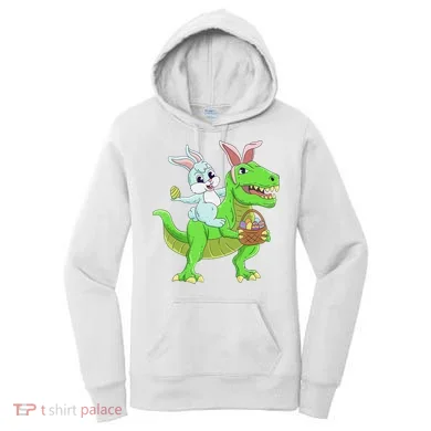 Easter Bunny Riding Dinosaur T Rex Easter Women's Hoodie