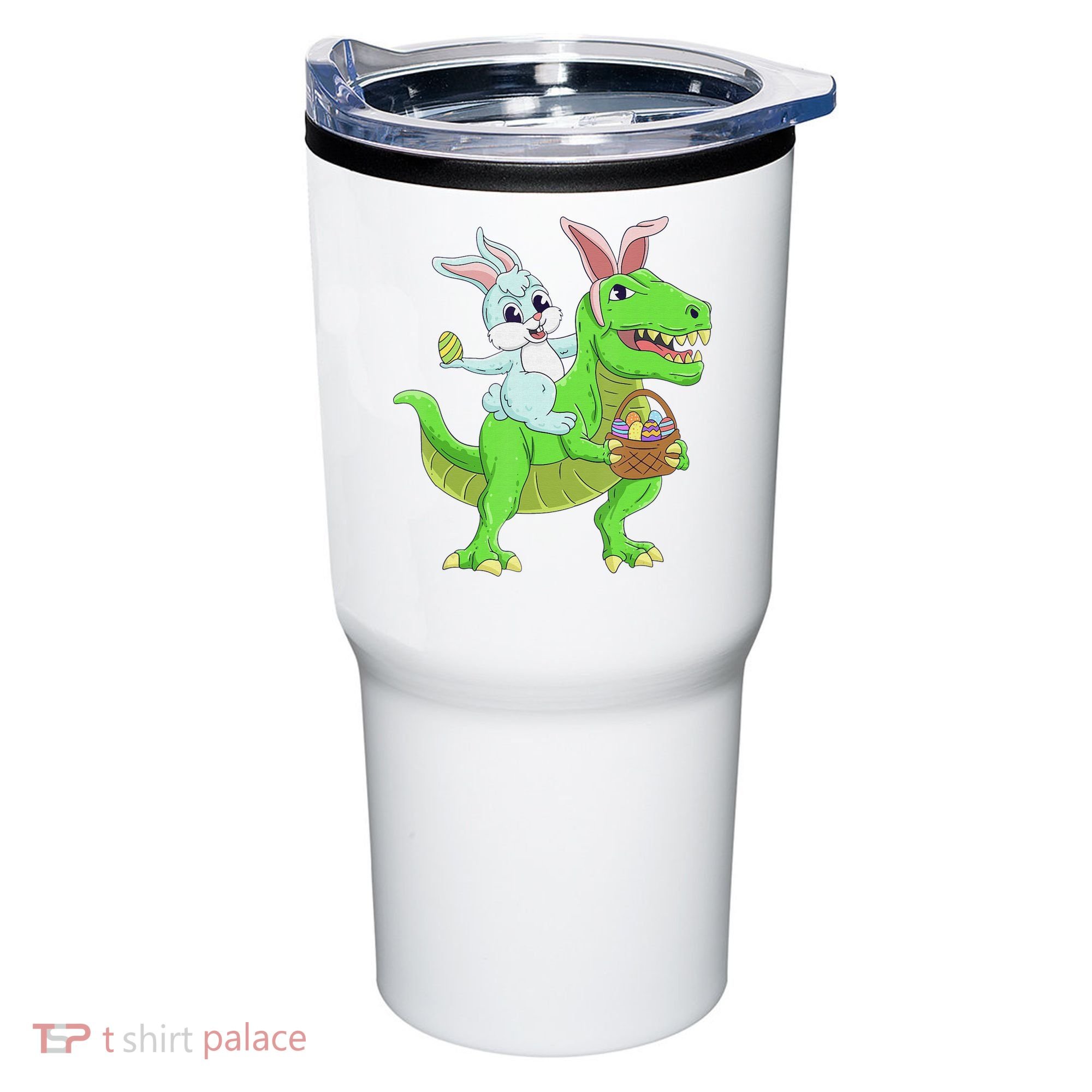 Easter Bunny Riding Dinosaur T Rex Easter Tumbler