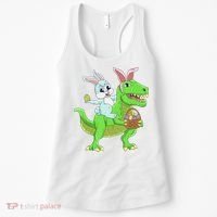 Easter Bunny Riding Dinosaur T Rex Easter Women's Tank Top thumb 0